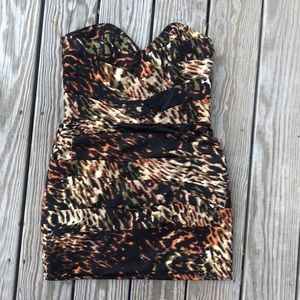 NWT Lipsy Mini Strapless Printed Dress, Size UK 14